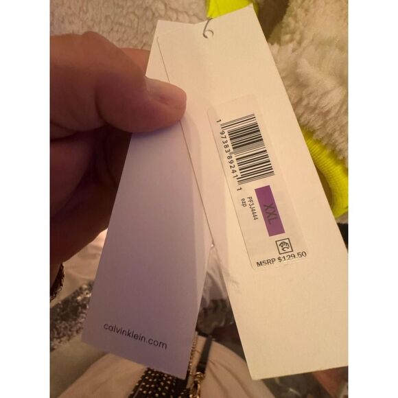 nwt ck calvin klein performance fleece reversible neon yellow jacket coat sherpa - Picture 4 of 6